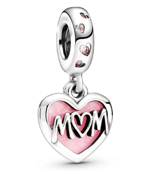 The Pink Heart MUM Charm / Alloy - Nina Kane Jewellery