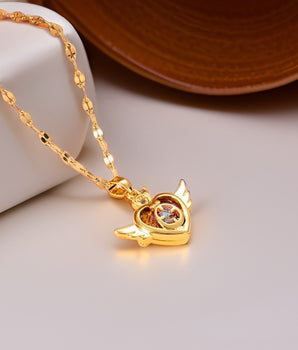 Winged Heart Necklace / 18K Gold Plated - Nina Kane Jewellery