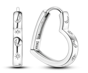 Aleia Moon Heart Hoops / 925 Sterling Silver - Nina Kane Jewellery