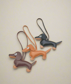 Sausage Dog Leather Bag Charms / Leather