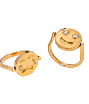 Spinning Crying / Laughing Rings / 18K Gold Plated