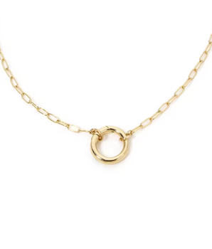 Luna Lock Charm Necklace / 18K Gold Plated