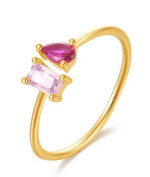 Dainty Pink Gemstone Ring / 925 Sterling Silver