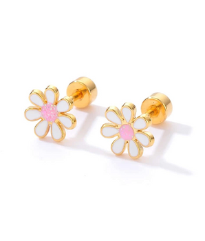 Daisy Screwback Stud Earrings / 18K Gold Plated