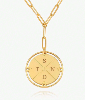 Rachel Personalised Compass Necklace / 18K Gold Plated