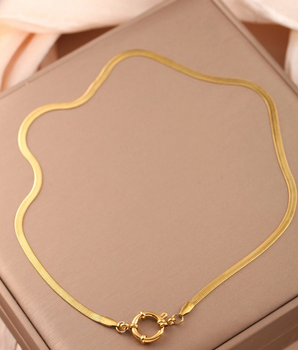 The Herringbone Charm Necklace / 18K Gold Plated