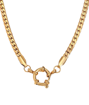 The Curb Chain Charm Necklace / 18K Gold Plated