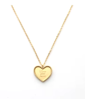 "Love You More" Heart Necklace / Stainless Steel