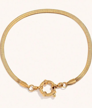 The Herringbone Charm Bracelet / 18K Gold Plated