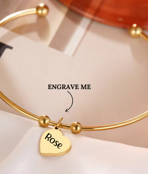 Elaine Personalised Heart Bangles / 18K Gold Plated