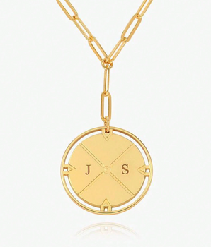 Rachel Personalised Compass Necklace / 18K Gold Plated