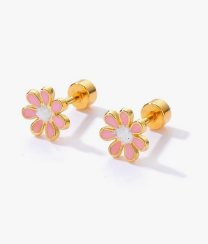 Daisy Screwback Stud Earrings / 18K Gold Plated