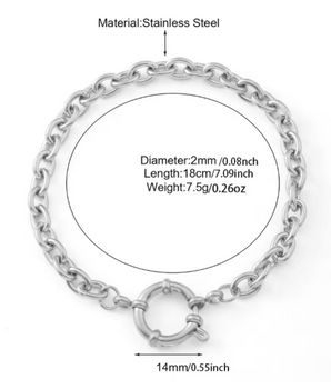 The Chunky Chain Charm Bracelet / Stainless Steel