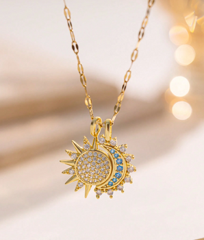 The Sun & Moon Double Necklaces / 18K Gold Plated