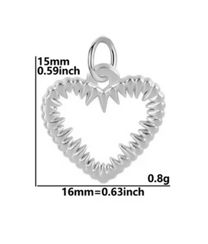 Spiked Heart Charm / Stainless Steel