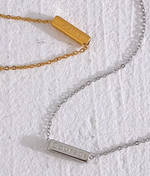 Positivity 4 Sided Bar Necklace / 18K Gold Plated