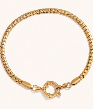 The Curb Chain Charm Bracelet / 18K Gold Plated