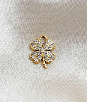 The Sparkly Clover Charm / 18K Gold Plated