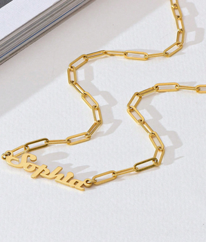 Ingrid Paperclip Chain Personalised Necklace / 18K Gold Plated