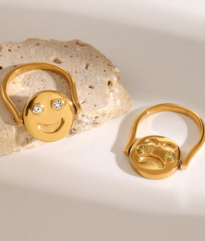 Spinning Crying / Laughing Rings / 18K Gold Plated