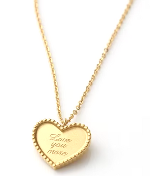 "Love You More" Heart Necklace / Stainless Steel