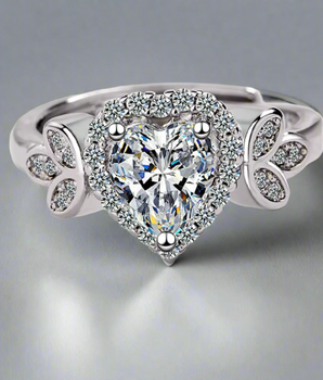 Sweetheart Zirconia Diamond Ring / 925 Sterling Silver