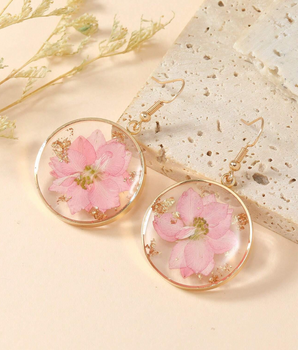 Vintage Pressed Flower Earrings / Resin