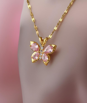 Lila Crystal Butterfly Necklaces / 18K Gold Plated - Nina Kane Jewellery