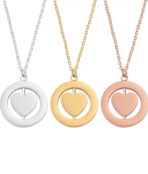 Ellie Rotating Heart Personalised Necklaces / 18K Gold Plated