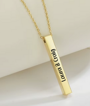 Morweena Personalised Bar Necklace / 18K Gold Plated