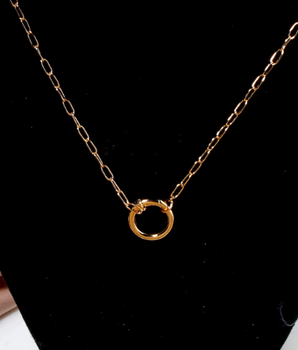 Luna Lock Charm Necklace / 18K Gold Plated