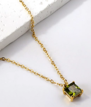 Artemis Solitaire Gem Necklaces / 18K Gold Plated