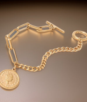 Bethany Coin Charm Bracelet / 18K Gold Plated - Nina Kane Jewellery