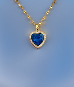 Yasmin Blue Heart Pendant / Stainless steel - Nina Kane Jewellery