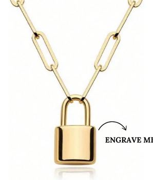 Leslie Personalised Padlock Necklace / 18K Gold Plated