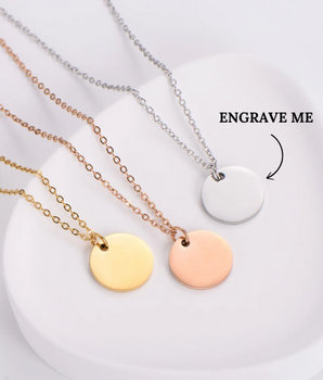 Keira Engravable Medalion Necklaces / 18K Gold Plated