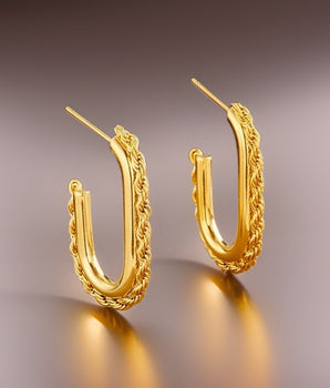 Jasmine Twist U Shape Earrings  / Stainless Steel - Nina Kane Jewellery