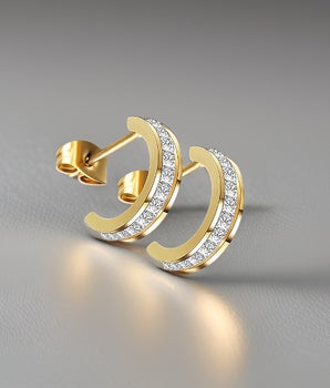 Camilla Gold & Diamond Hoop Earrings / Stainless Steel - Nina Kane Jewellery