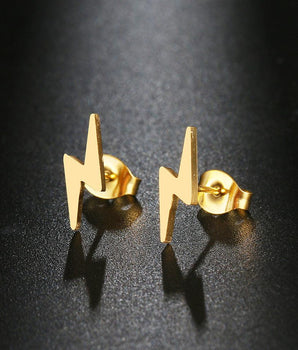 Kamara Lighting Bolt Stud Earrings / Stainless Steel - Nina Kane Jewellery