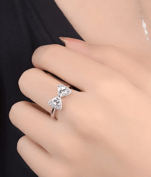 Leila Silver Diamond Bow Rings / 925 Sterling Silver - Nina Kane Jewellery