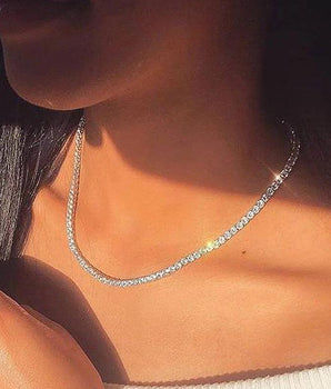 Phoebe Iced Out Tennis Choker / White Gold Plated - Nina Kane Jewellery