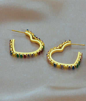 Raina Multicoloured Heart Earrings / Stainless Steel - Nina Kane Jewellery