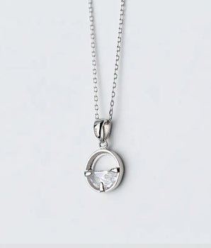 Molly Round Crystal Necklace / 925 Sterling Silver - Nina Kane Jewellery