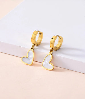 Scarlett Heart Shaped Hoop Earrings / Stainless Steel - Nina Kane Jewellery