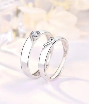 The Heartbeat Promise Couple Rings / 925 Sterling Silver - Nina Kane Jewellery