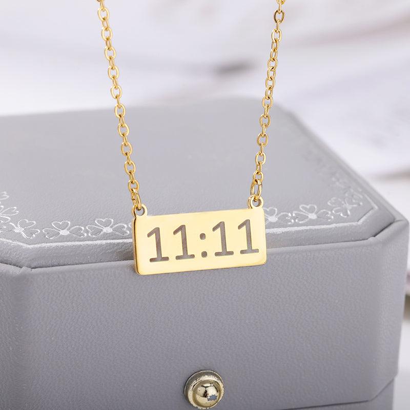 11:11 Angel Number Gold Necklace Spiritual Jewelry Gift 1111 Charm Pendant  USA