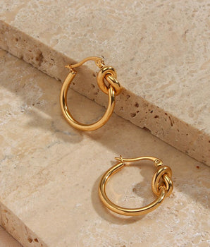 Blake Knot Hoop Earrings / 18K Gold Plated - Nina Kane Jewellery