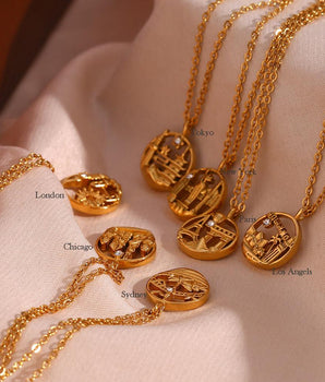 The Famous City's Pendants / 18K Gold Plated - Nina Kane Jewellery