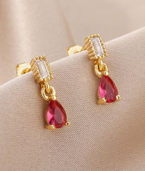 Pink Duchesina Teardrop Earrings / Stainless Steel - Nina Kane Jewellery