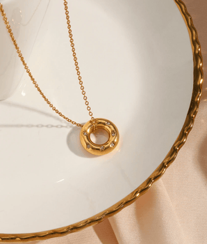 Victoria Doughnut Zircon Pendant / 18K Gold Plated - Nina Kane Jewellery